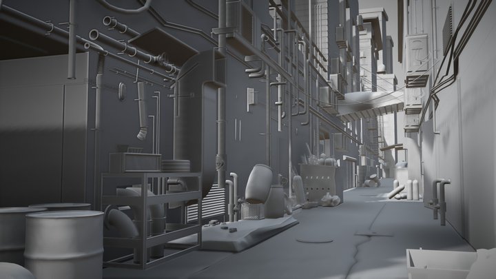 Industrial Alley Environment design. 3D Model