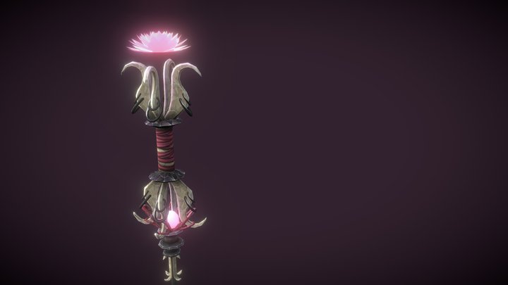 Bone Flower Staff 3D Model