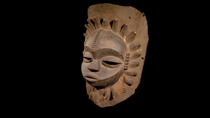 Nigerian wooden dance mask 3D Model