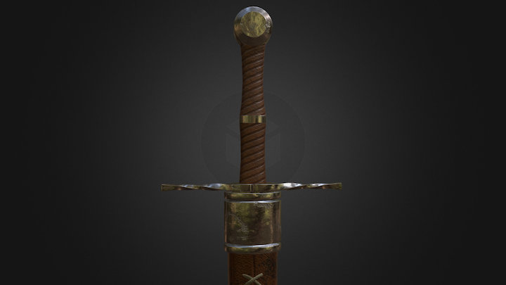 Sword with scabbard (Low Poly) 3D Model