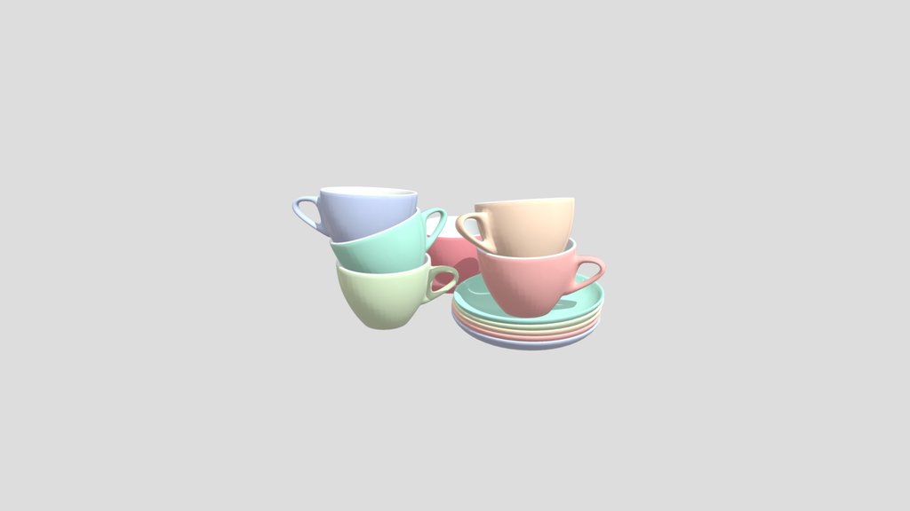 Cup Saucer Set Large Colored 1