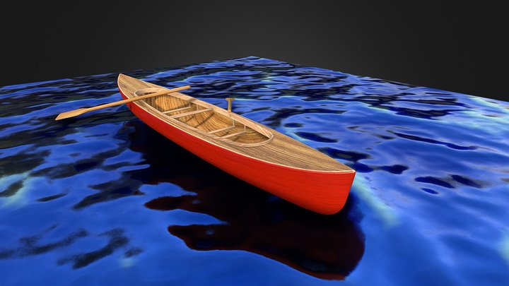 Rowboat – Handcrafted Wooden Canoe 3D Model