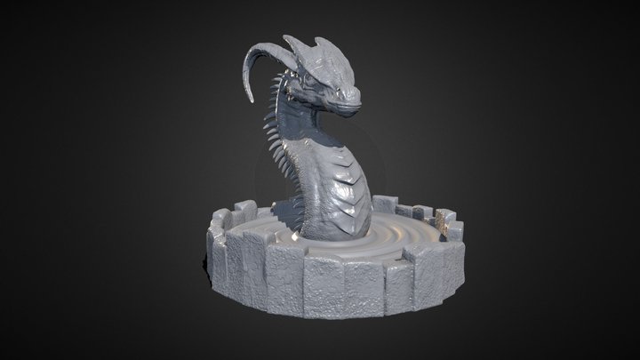 Dragon in a well for print 3D Model