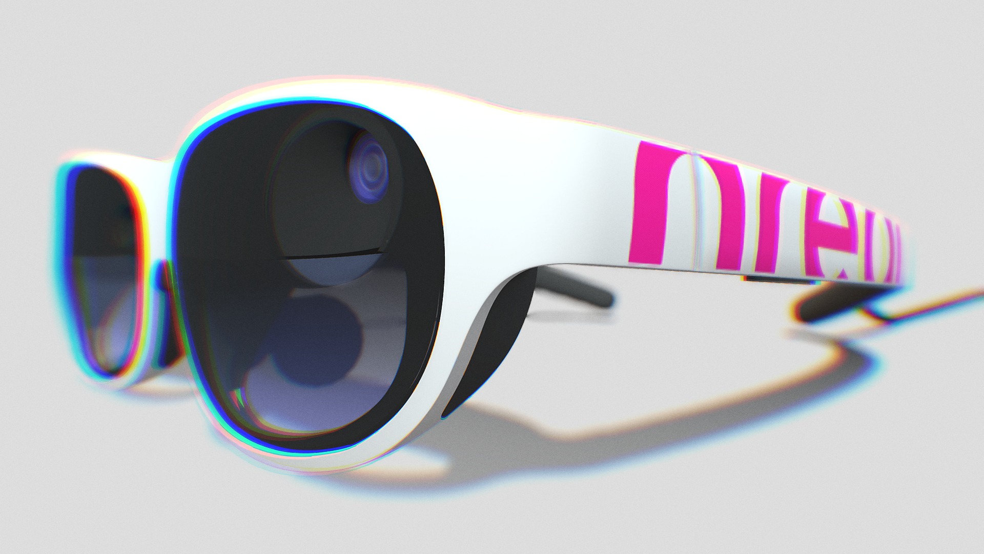 3D model Nreal Light-White/Magenta - This is a 3D model of the Nreal Light-White/Magenta. The 3D model is about a close-up of a logo.