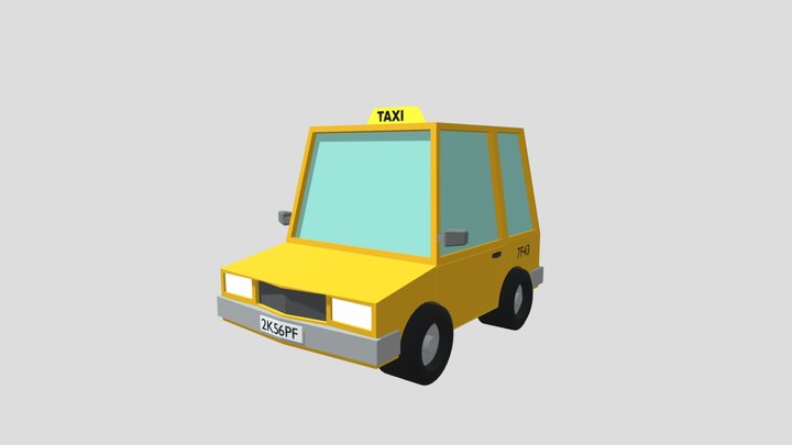 Taxi Low Poly 3D Model