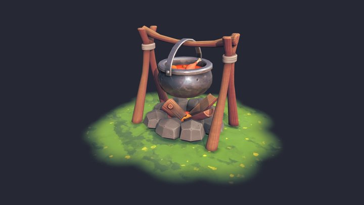 Stylized Firepit 3D Model