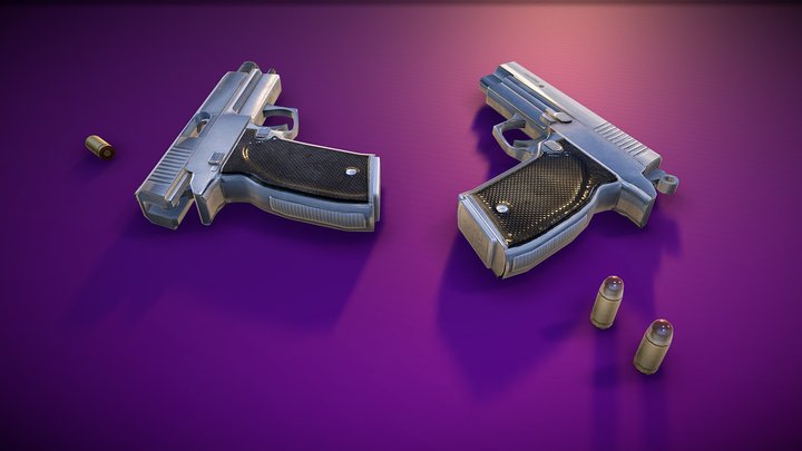 Scene with two 9mm firestar guns 3D Model