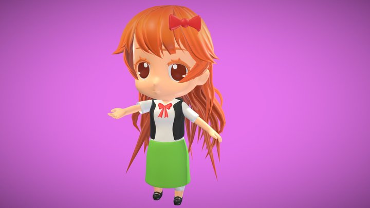 Chibi Anime Girl 3D Model