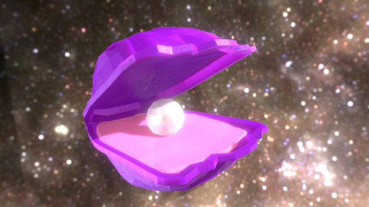 Clam with pearl (Low poly) 3D Model