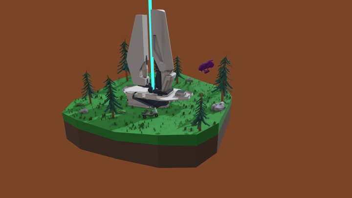 DAE Simple Diorama - Halo 3D Model
