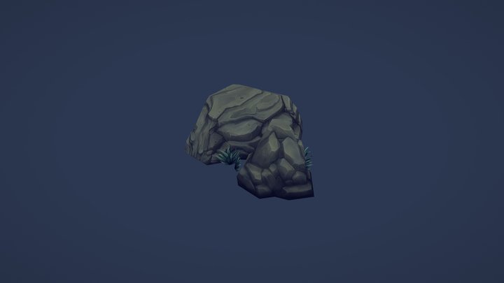 Low Poly Hand Painted Rocks 3D Model