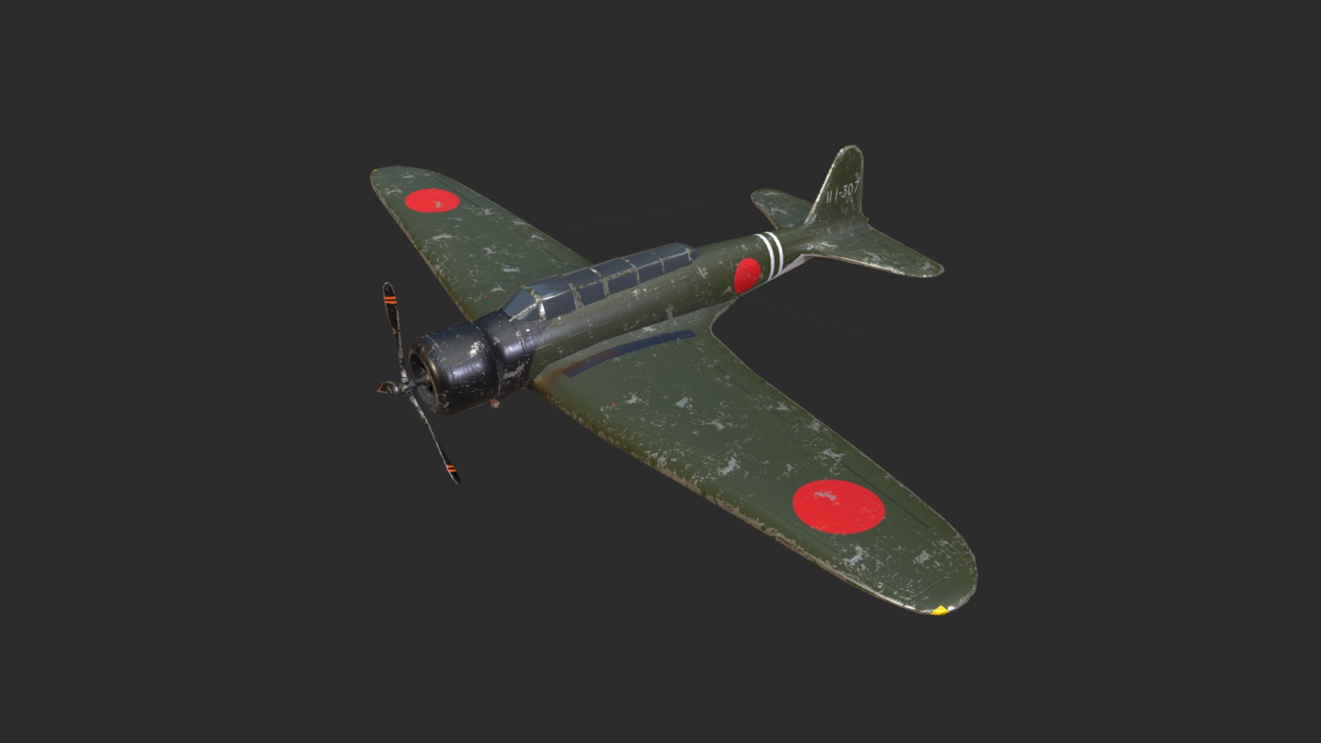 3D model Nakajima B5N2 Kate (Coral Sea 1942) - This is a 3D model of the Nakajima B5N2 Kate (Coral Sea 1942). The 3D model is about a green and red toy airplane.