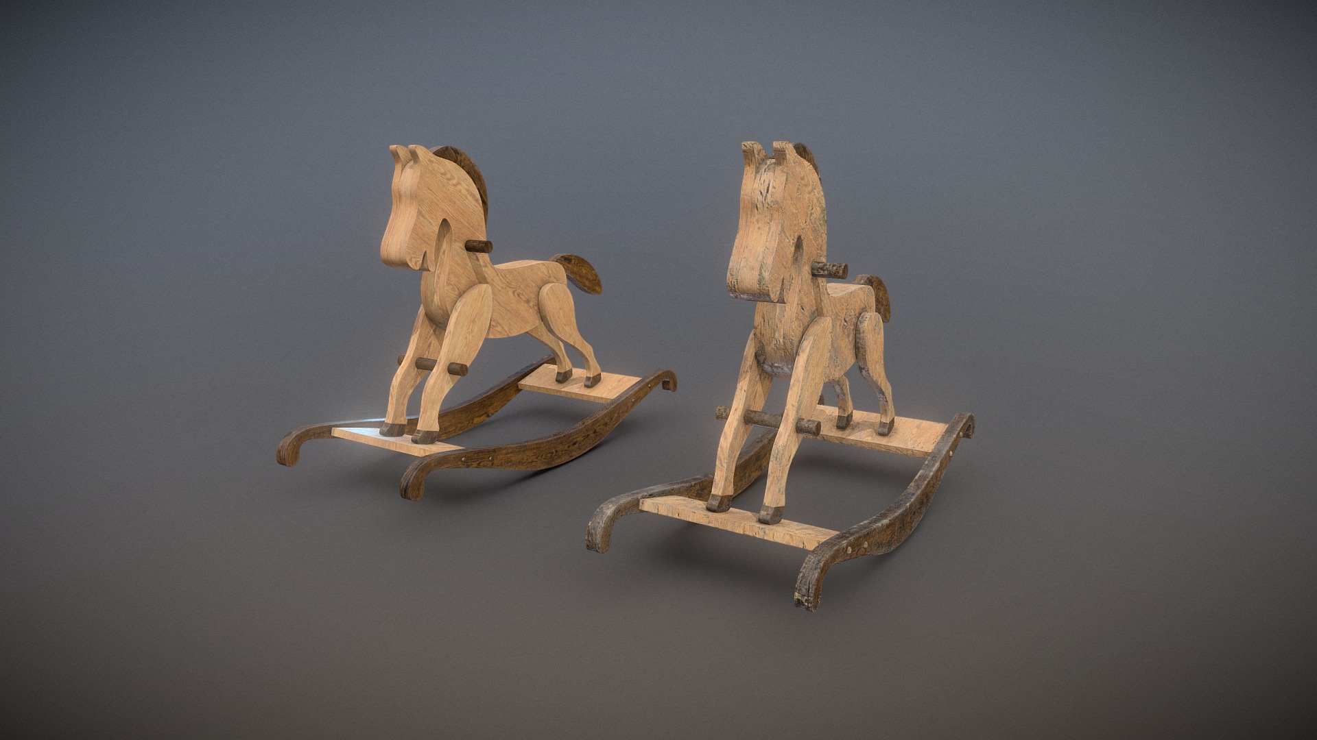 3D model Rocking Horses - This is a 3D model of the Rocking Horses. The 3D model is about a pair of wooden toys.