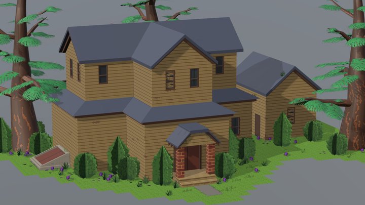 Modular Environment - Pixel Abandoned House 3D Model