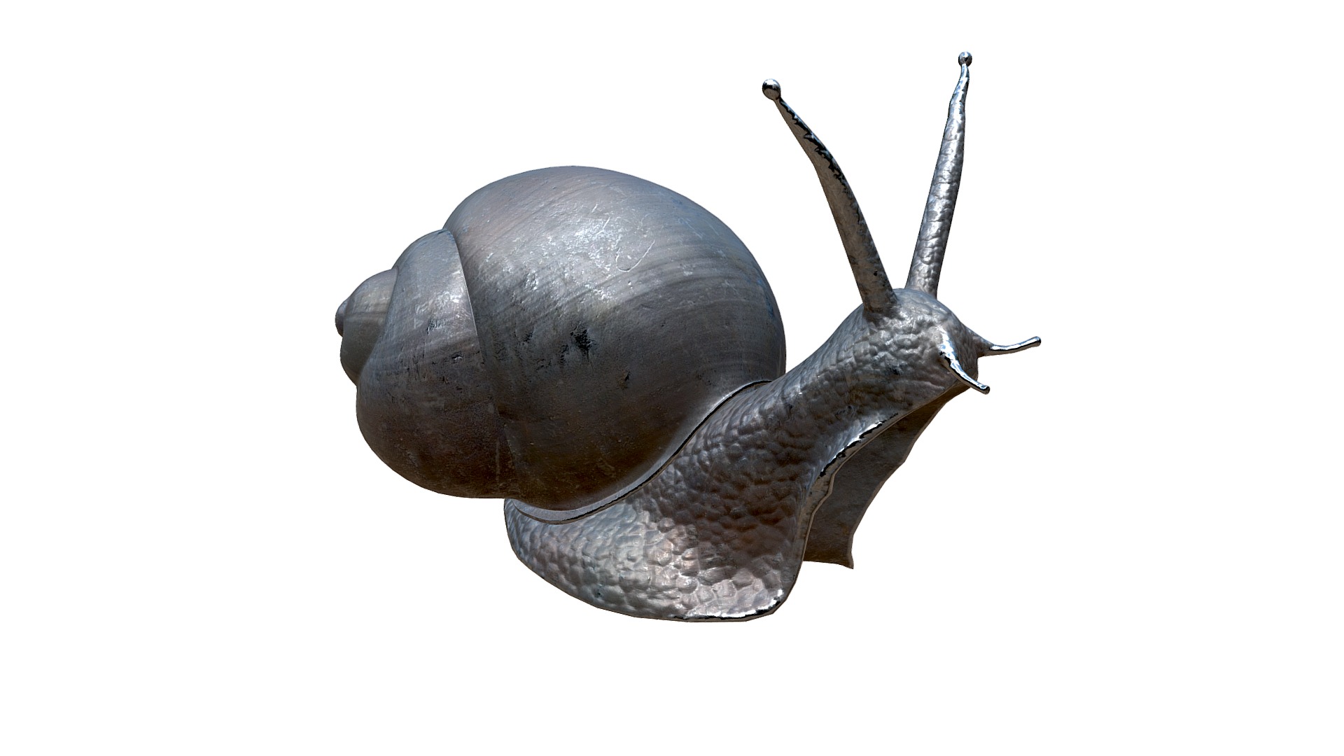 3D model Snail metal model - This is a 3D model of the Snail metal model. The 3D model is about a black snail with a long tail.