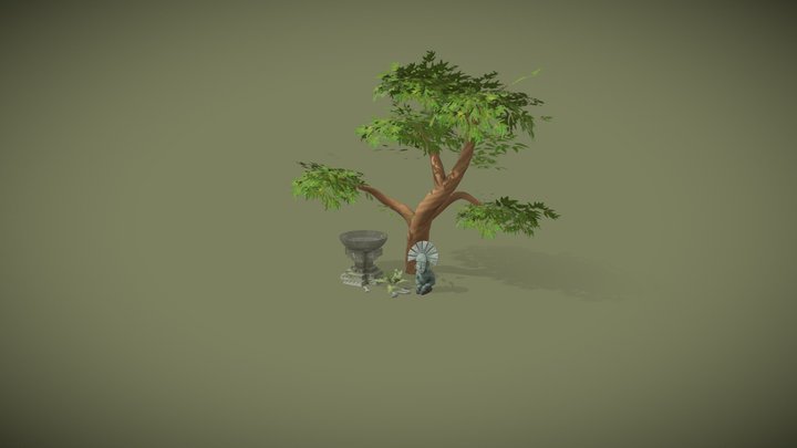 Outside the Aztec temple props 3D Model