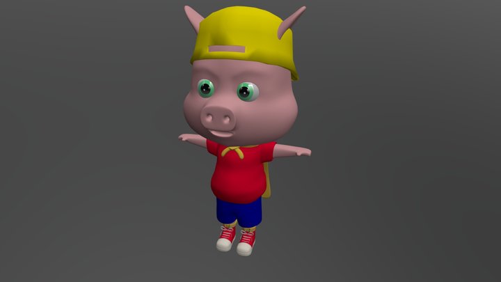 Pig Hat Cartoon 3D Model