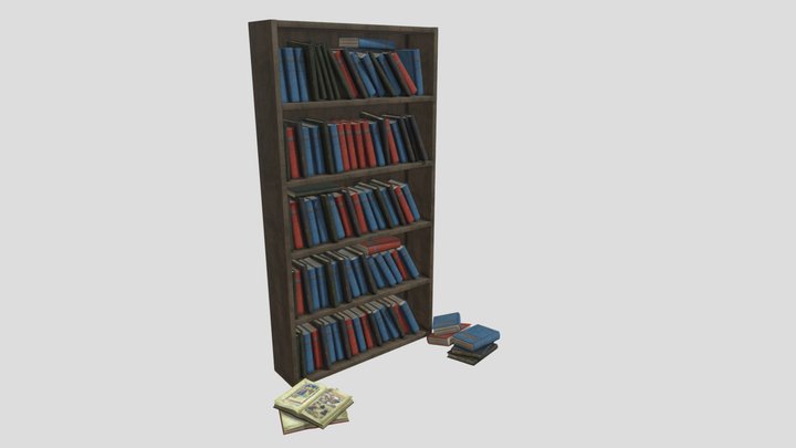 Old bookshelf books Estanteria Antigua Libros 3D Model