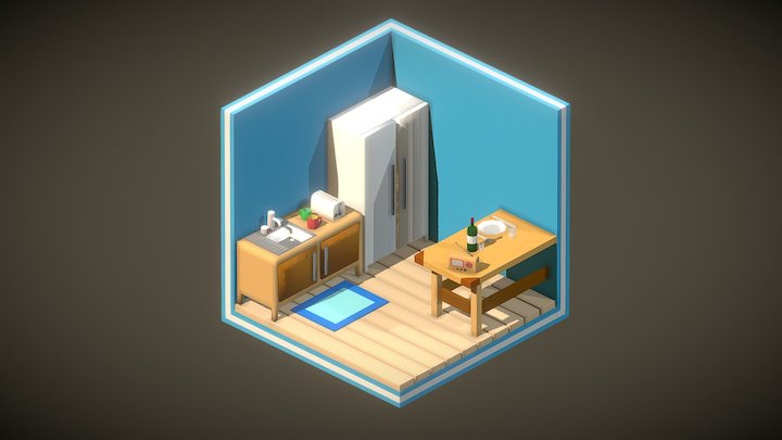 Isometric Tile Kitchen 3D Model