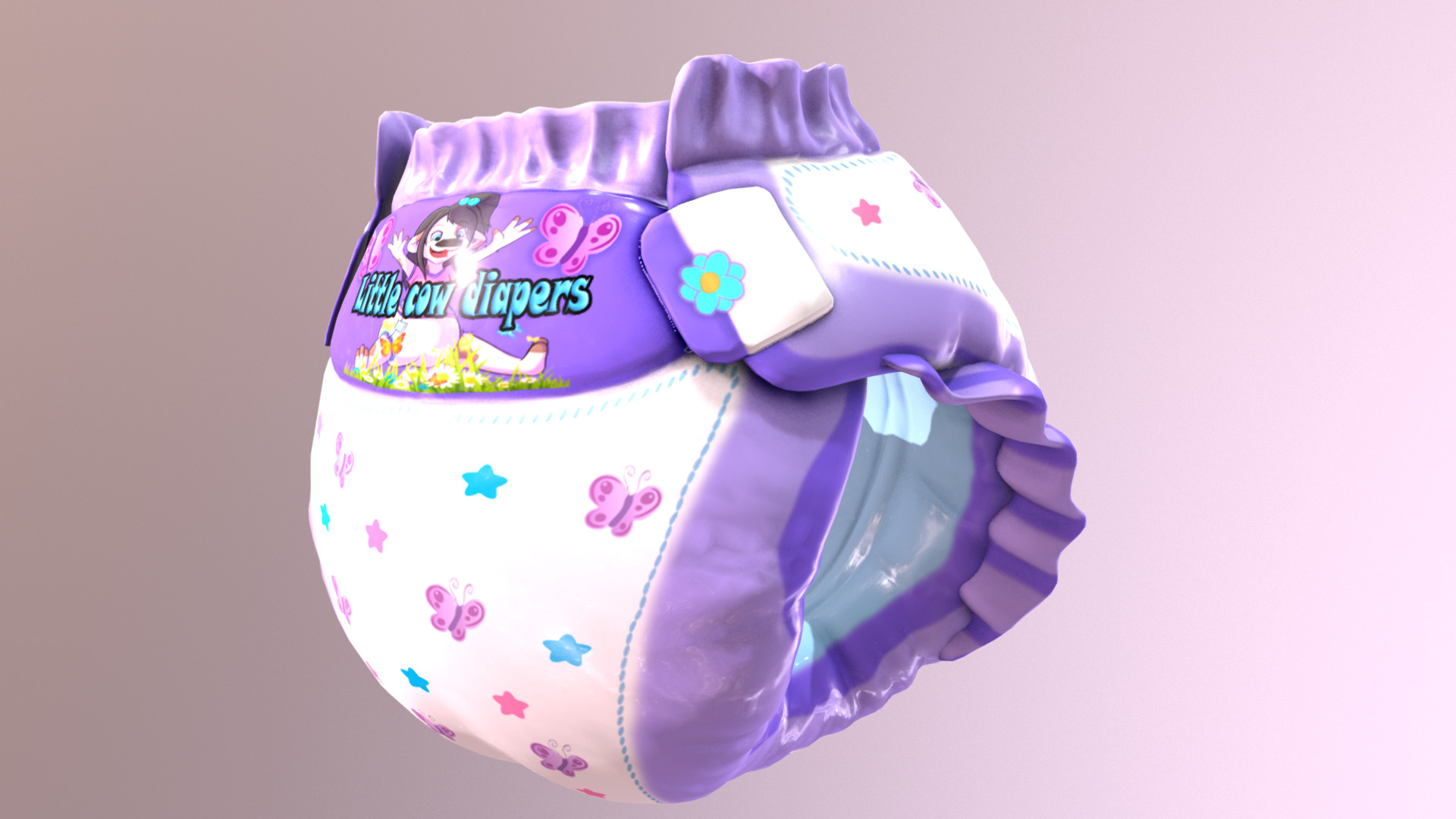 3D model Litte cow Diapers! – secondlife model preview - This is a 3D model of the Litte cow Diapers! - secondlife model preview. The 3D model is about a pair of shoes.