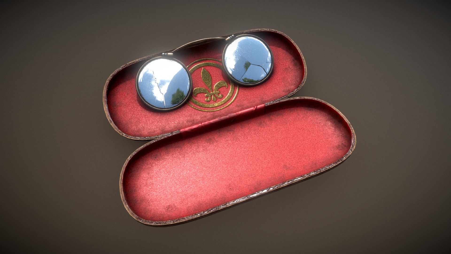 3D model Glasses + Box - This is a 3D model of the Glasses + Box. The 3D model is about a red and black ring.
