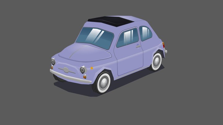 Stylized Classic Fiat 500 ultralowpoly gameart 3D Model