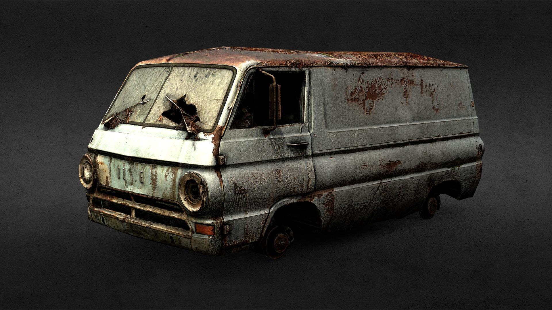 3D model Abandoned Van (Gameready from Scan) - This is a 3D model of the Abandoned Van (Gameready from Scan). The 3D model is about a car with a painted face.