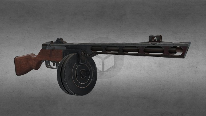 PPsh-41 Soviet Submachine Gun 3D Model