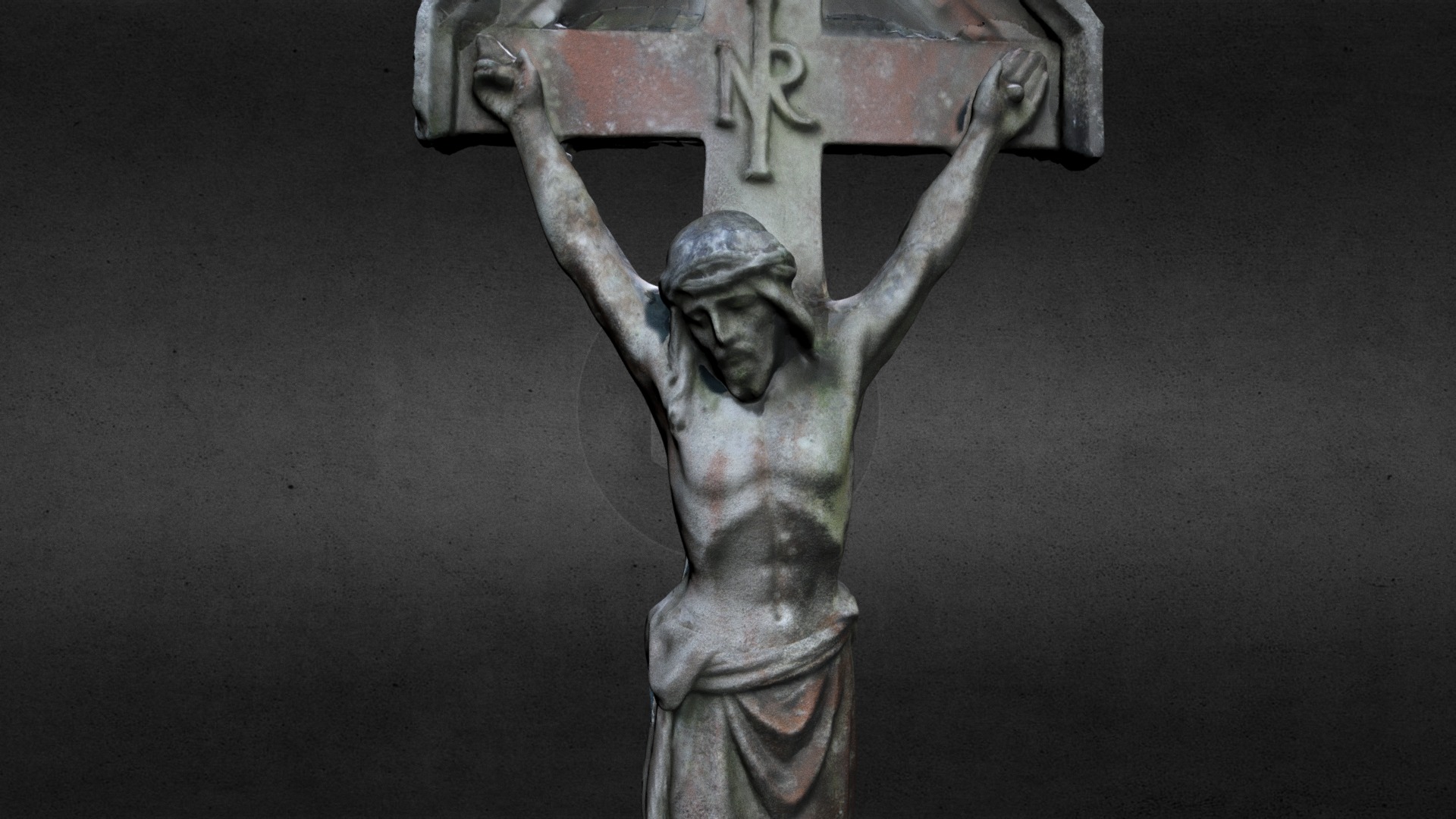 3D model Jesus on cross - This is a 3D model of the Jesus on cross. The 3D model is about a statue of a person holding a bucket.
