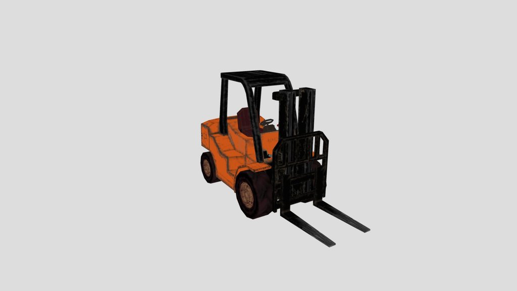 Low-poly industrial forklift with a retro (PS1)