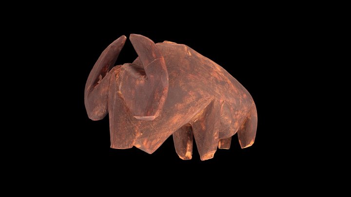 wood carving of a wildebeest 3D Model