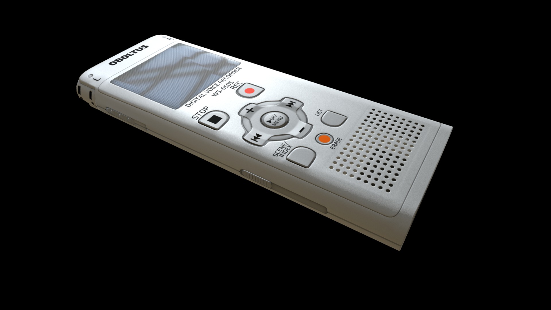 3D model Digital Voice Recorder - This is a 3D model of the Digital Voice Recorder. The 3D model is about a white rectangular device.