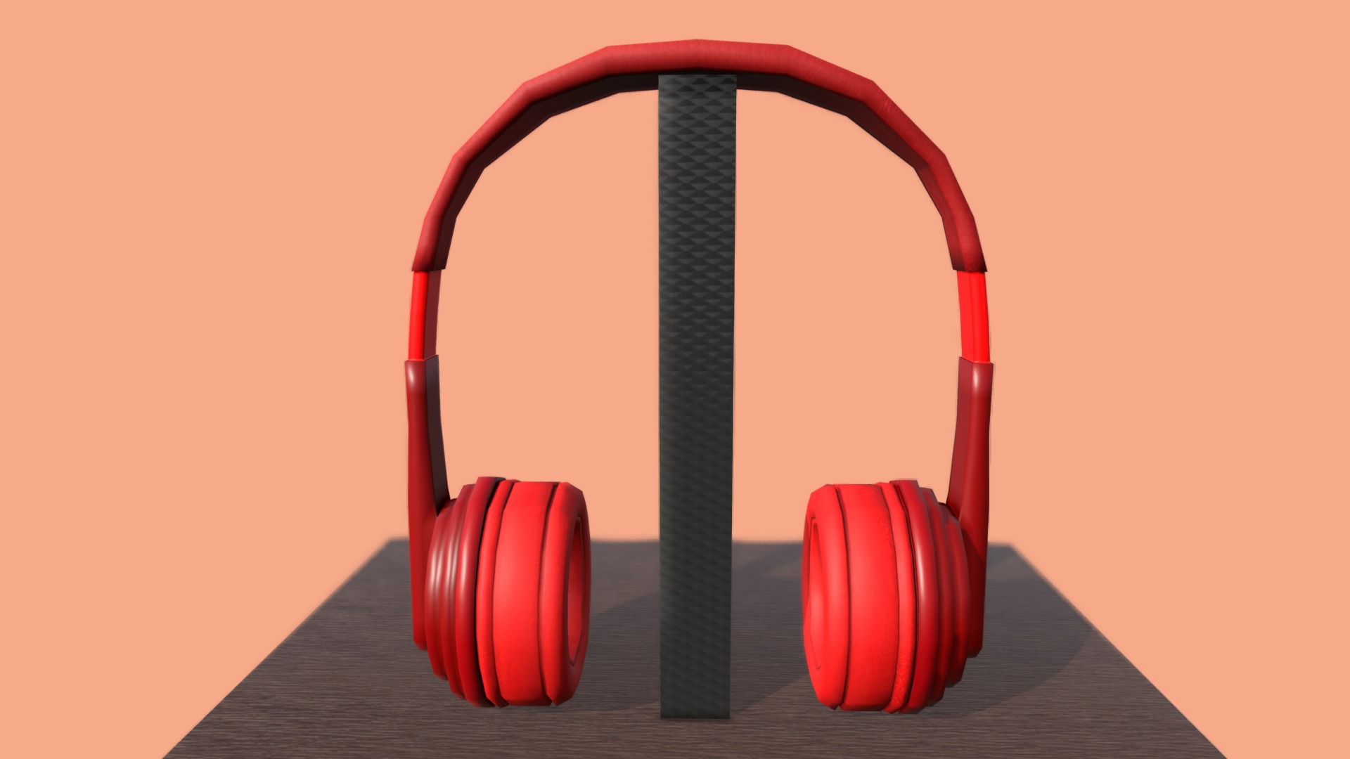 3D model Wireless Headphone Low-poly - This is a 3D model of the Wireless Headphone Low-poly. The 3D model is about a pair of red headphones.