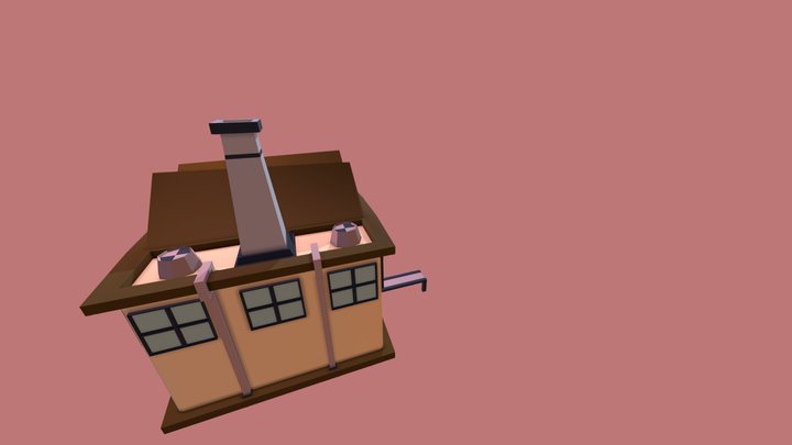 Low Poly Stylised Factory 3D Model