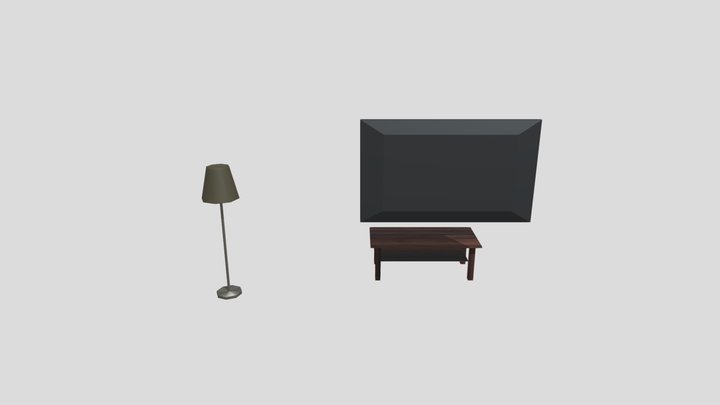 tv, tea table, lamp 3D Model