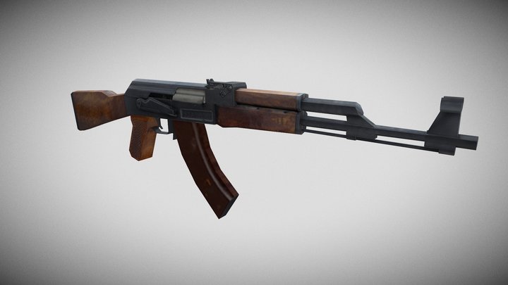 PS1 style AK-47 3D Model
