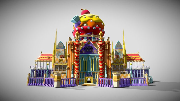 cartoon castle park castle building model 3D Model