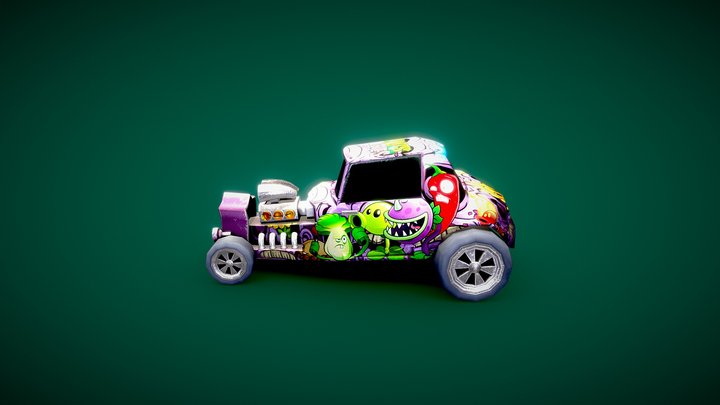 low poly hot rod 3D Model