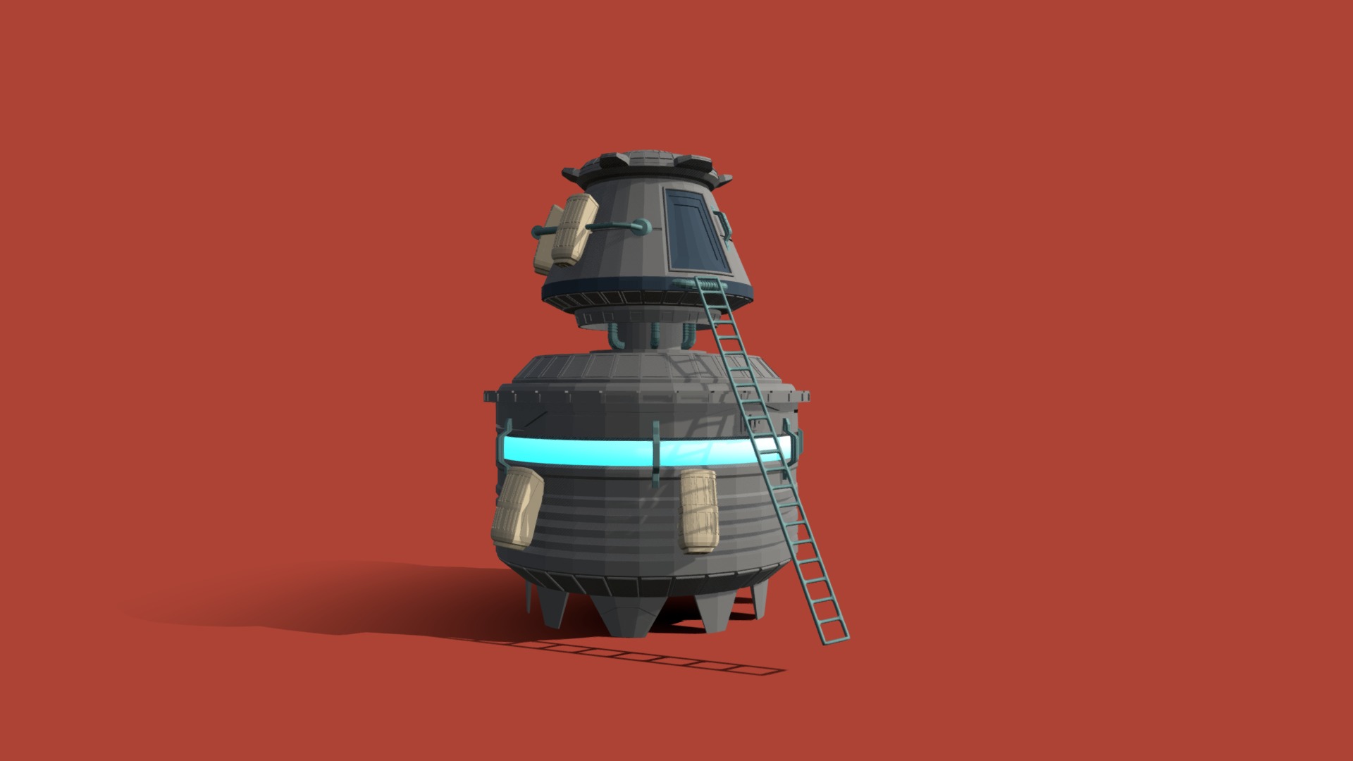 3D model spaceship Capsule - This is a 3D model of the spaceship Capsule. The 3D model is about a small tower with a ladder.