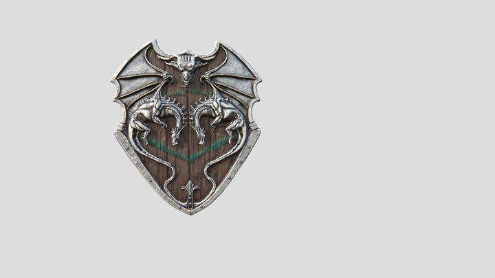 Twin Dragon Shield 3D Model
