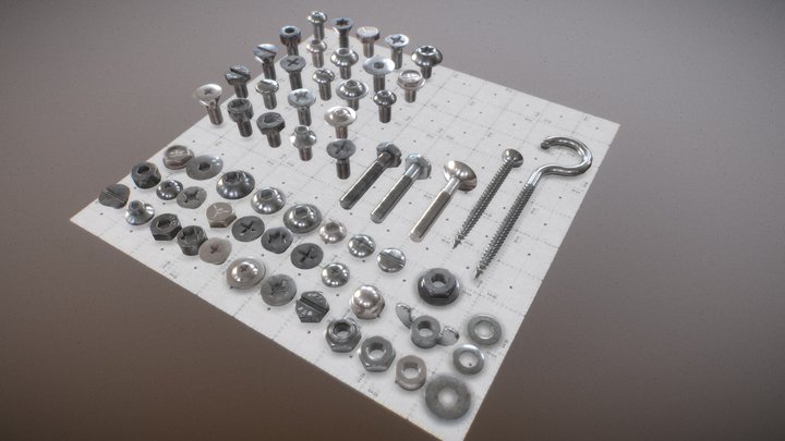 Nuts, Screws and Bolts 3D Model