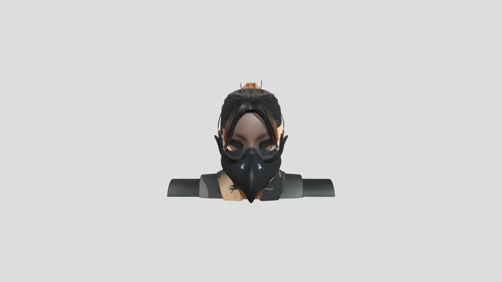 Person wearing bird-like mask 3D Model