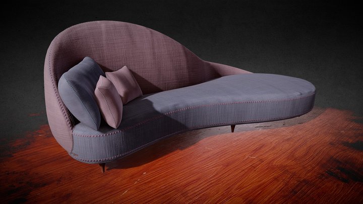 3D PBR Curved Sofa 3D Model
