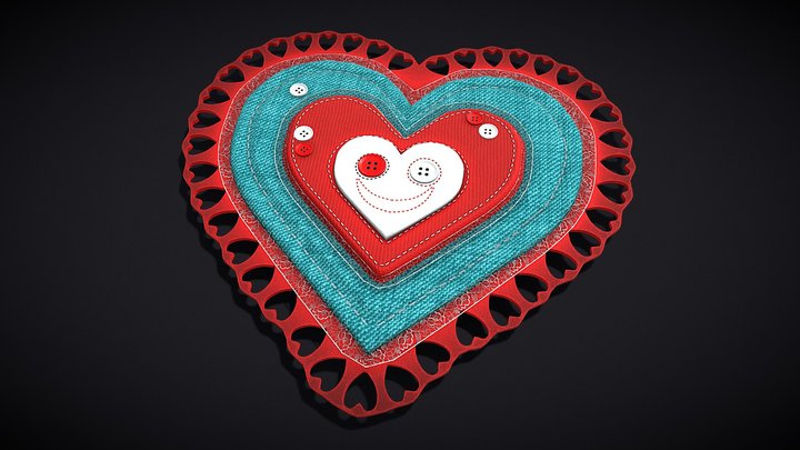 Valentines Fabric Heart 3D Model