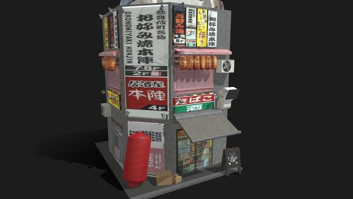 Japan Street Automaping Texturing Homework 3D Model