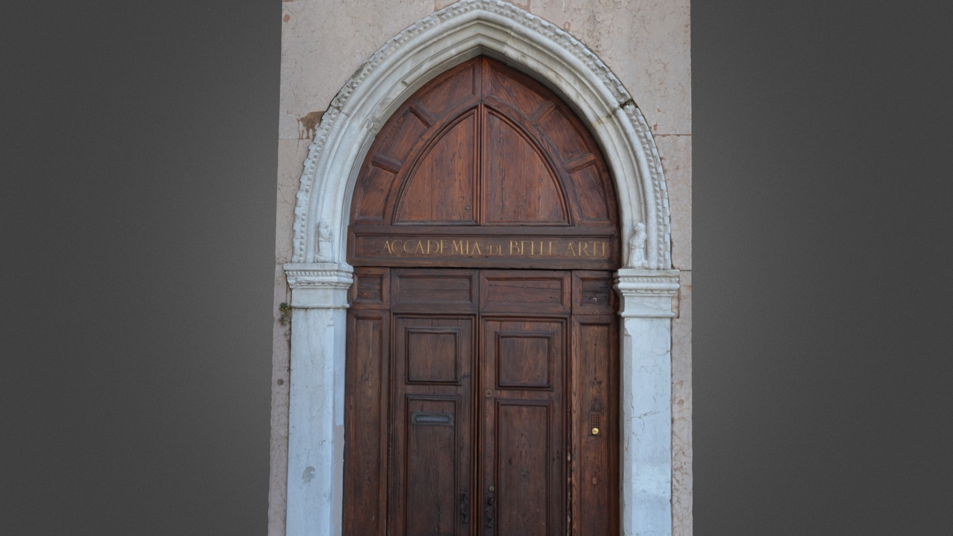 3D model Old door – Accademia di Bella Arti - This is a 3D model of the Old door - Accademia di Bella Arti. The 3D model is about a door with a design on it.