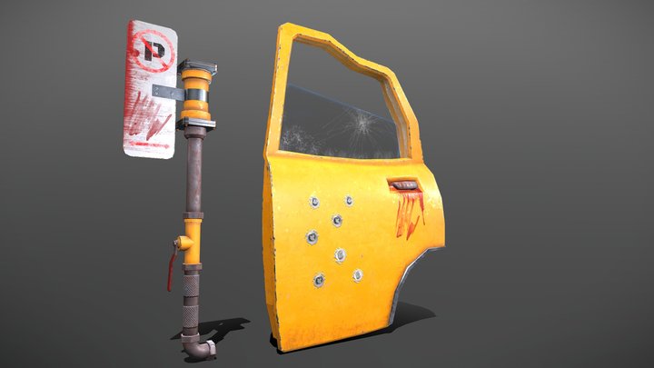 Sword & Sheild, Wasteland style. 3D Model