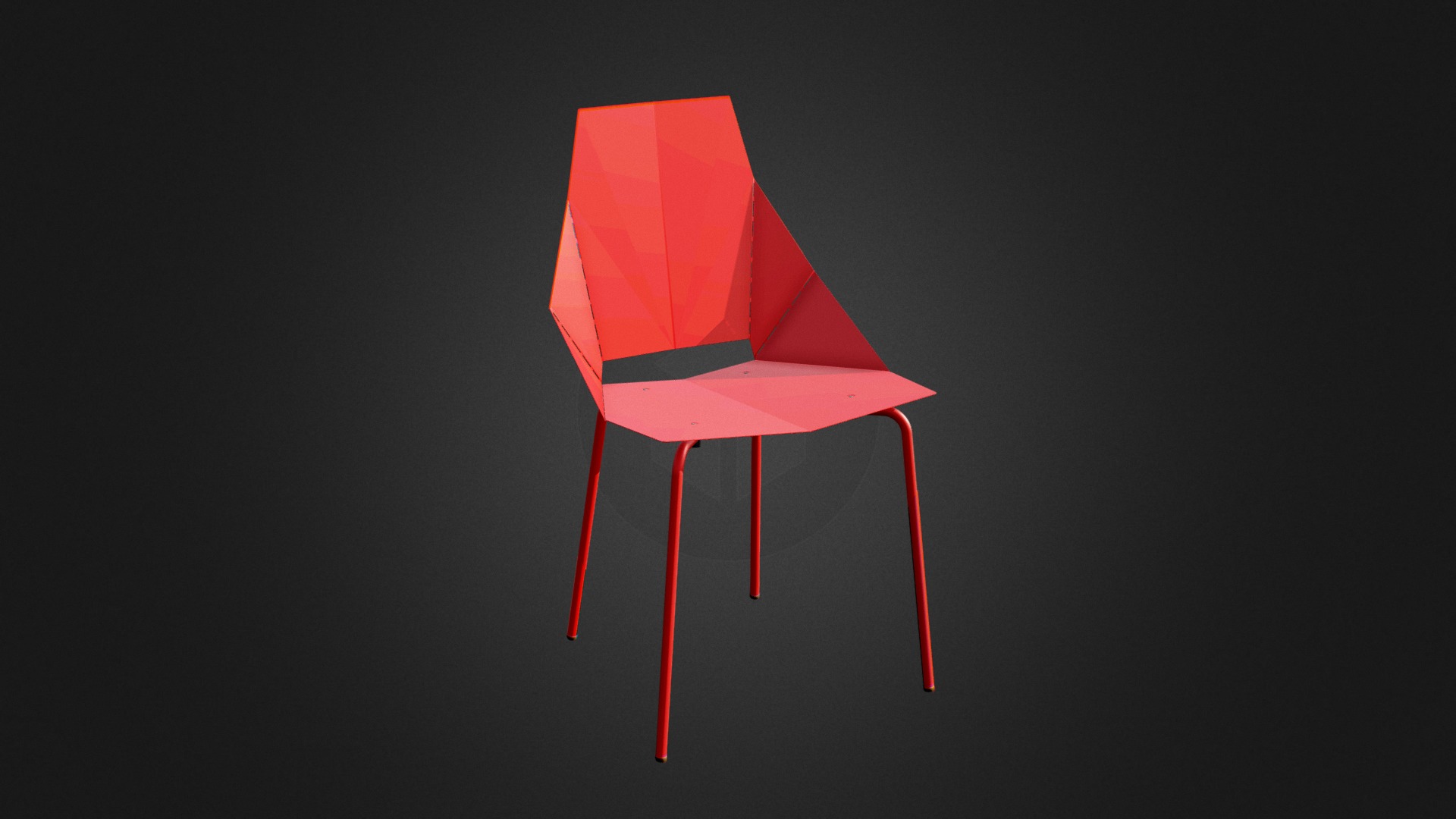 3D model Real Good Chair – Blu Dot - This is a 3D model of the Real Good Chair - Blu Dot. The 3D model is about a red triangle with a black background.