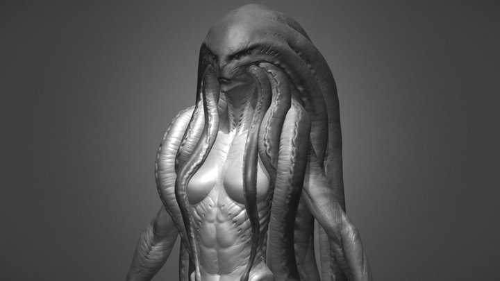 Alien female bust 3D Model