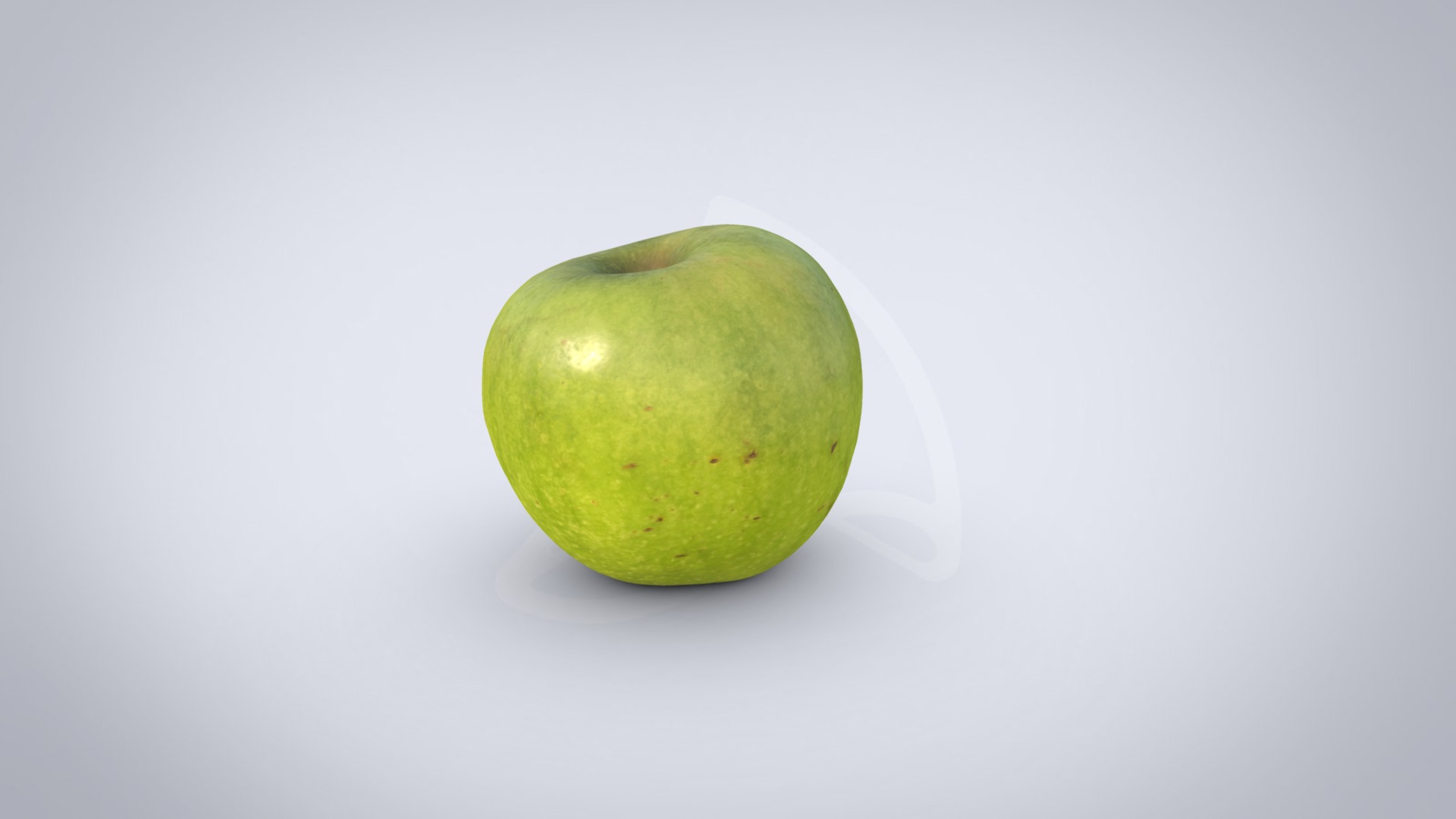 3D model Granny Smith apple - This is a 3D model of the Granny Smith apple. The 3D model is about a green apple on a white surface.